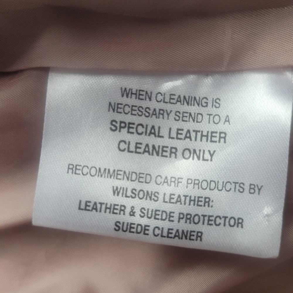 Y2K Wilson’s Leather Maxima Blush Pink Suede Jacket Genuine Rabbit Fur Trim L - Picture 9 of 11